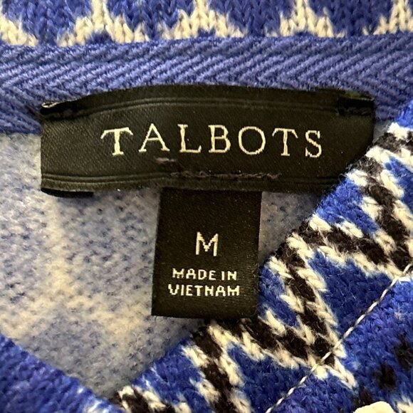 Talbots SZ M Blue fair isle soft sweatshirt sweater Comfy Preppy Snow Holiday - Picture 6 of 7